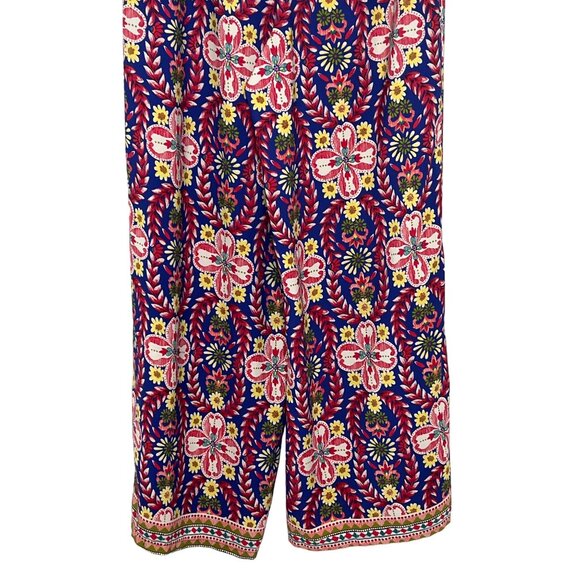 Ark & Co Floral Wide Leg Pants M Red Blue Festival Boho Flowy Palazzo Trousers - Picture 11 of 12